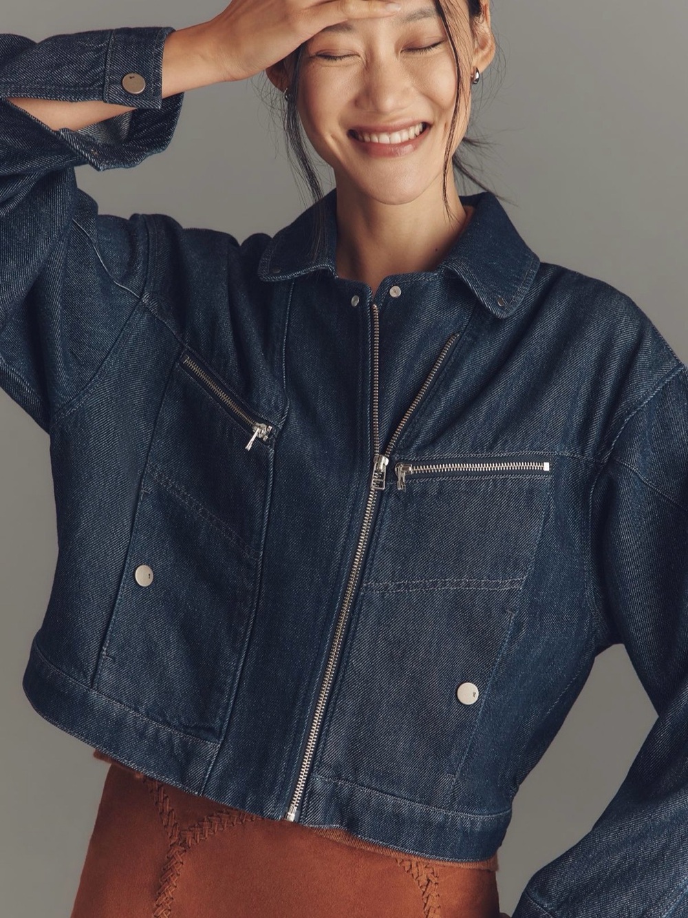 Anthropologie pilcro tidal moto utility jacket dark denim